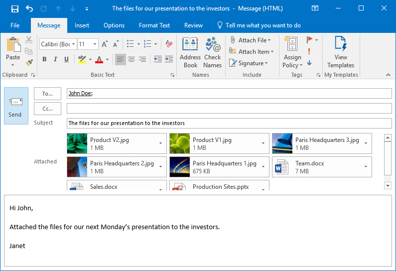 Attach2Cloud is automatically triggered when clicking the Send button of your MS Outlook email form