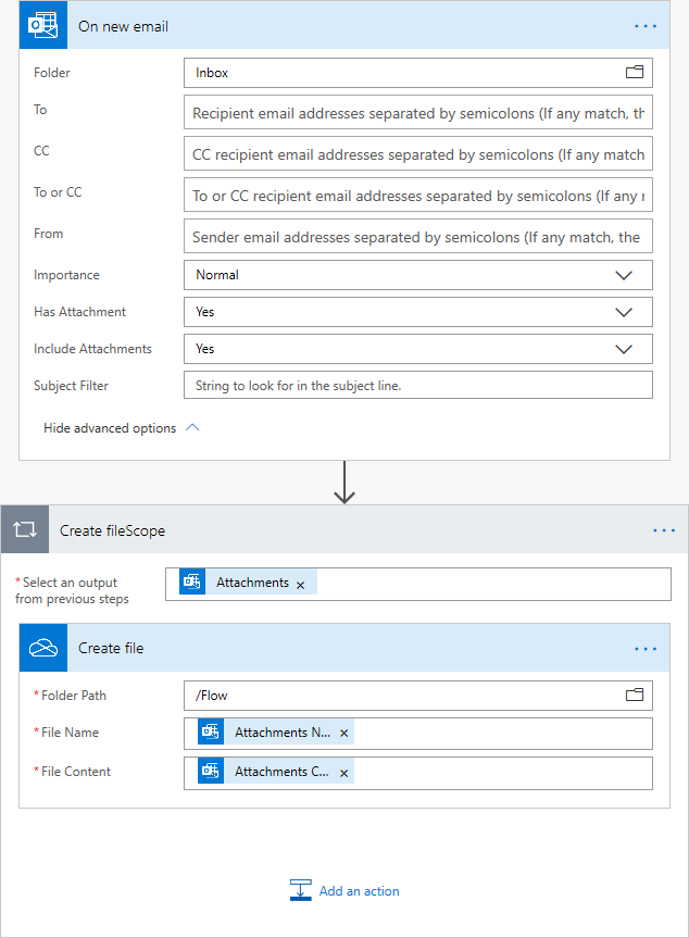 Power Automate Outlook OneDrive integration Flow example