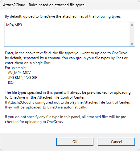 Attach2Cloud upload rule based on attached file type