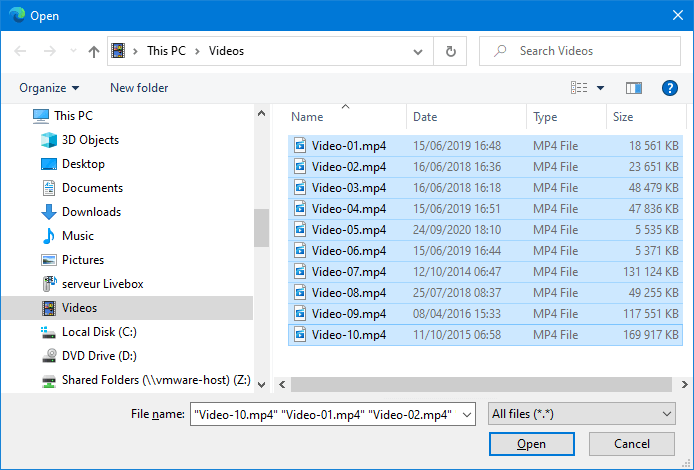 John selects some files to be uploaded to the Janet's OneDrive invitation folder created by Attach2Cloud